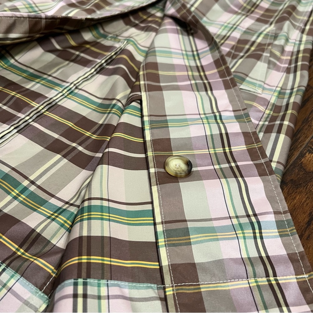 NWOT Vintage Gap Classic Plaid Trench Rain and Wind Coat Size Small - Picture 3 of 16